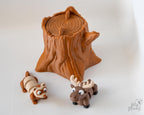 forest animal figurines with tree stump 3d printed decor