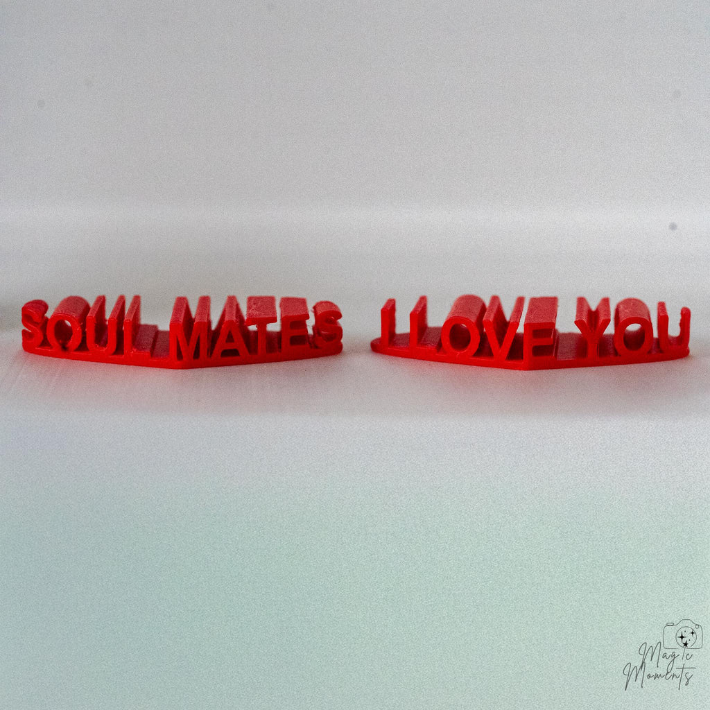3D printed red heart decorations with modern ribbed texture pattern