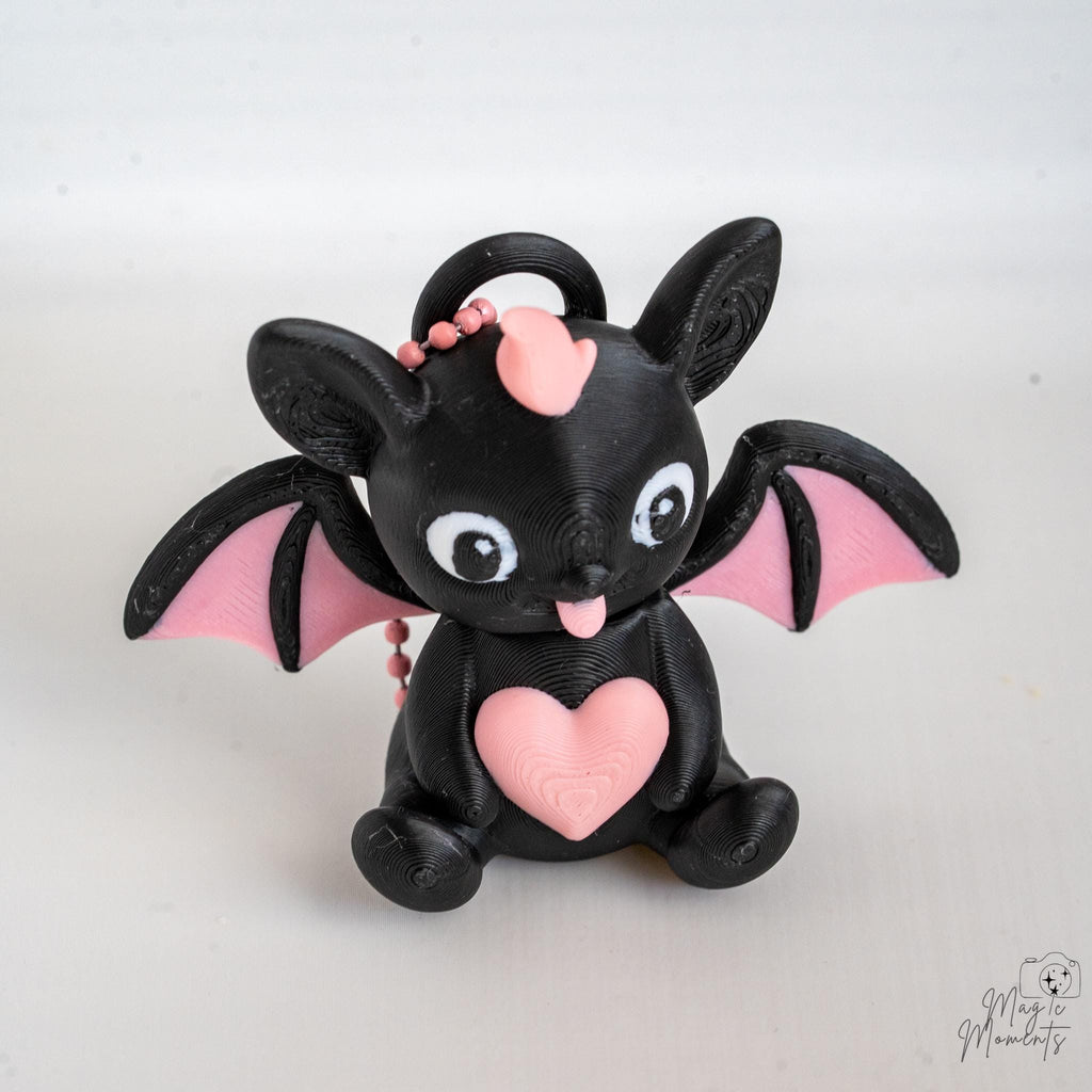 Cute bat keychain figure with heart themed Valentine design