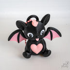 Cute bat keychain figure with heart themed Valentine design