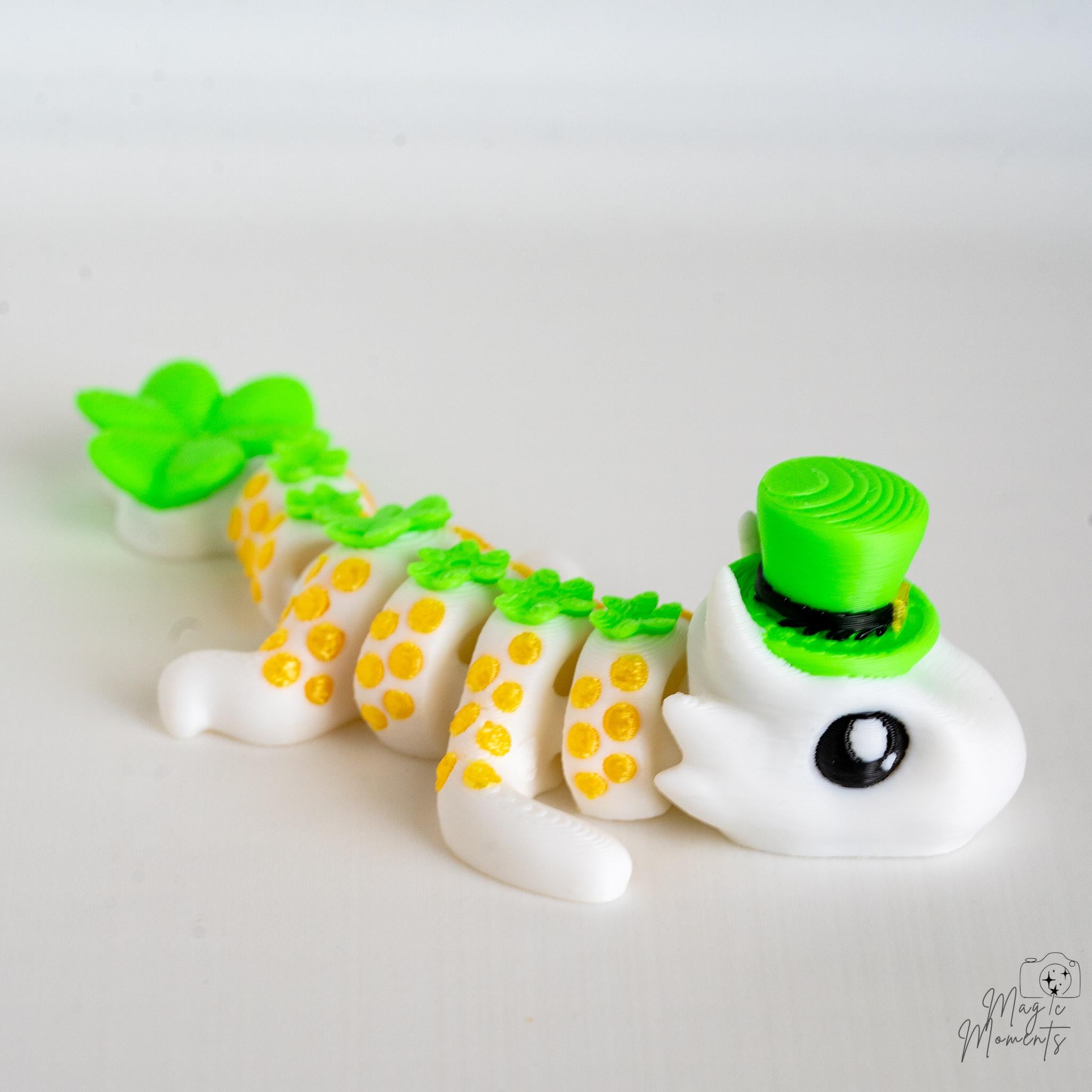 st patricks themed dragon with shamrock hat 3d printed figure