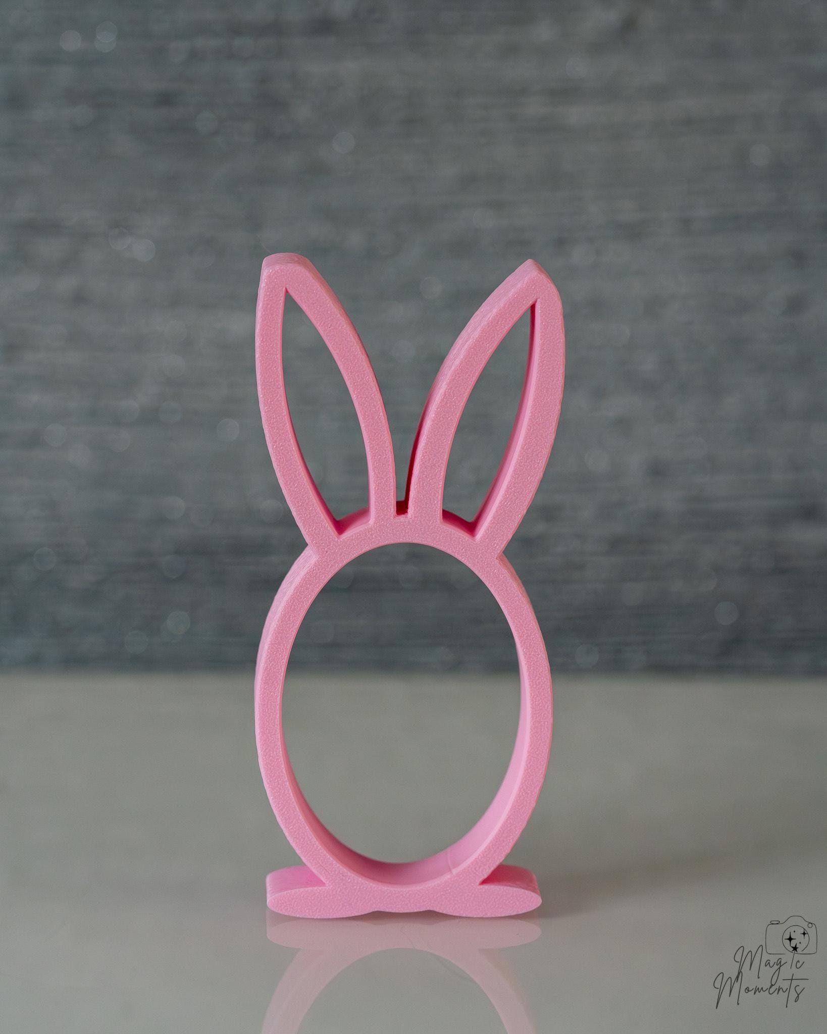 Pink bunny egg holder stand for chocolate eggs