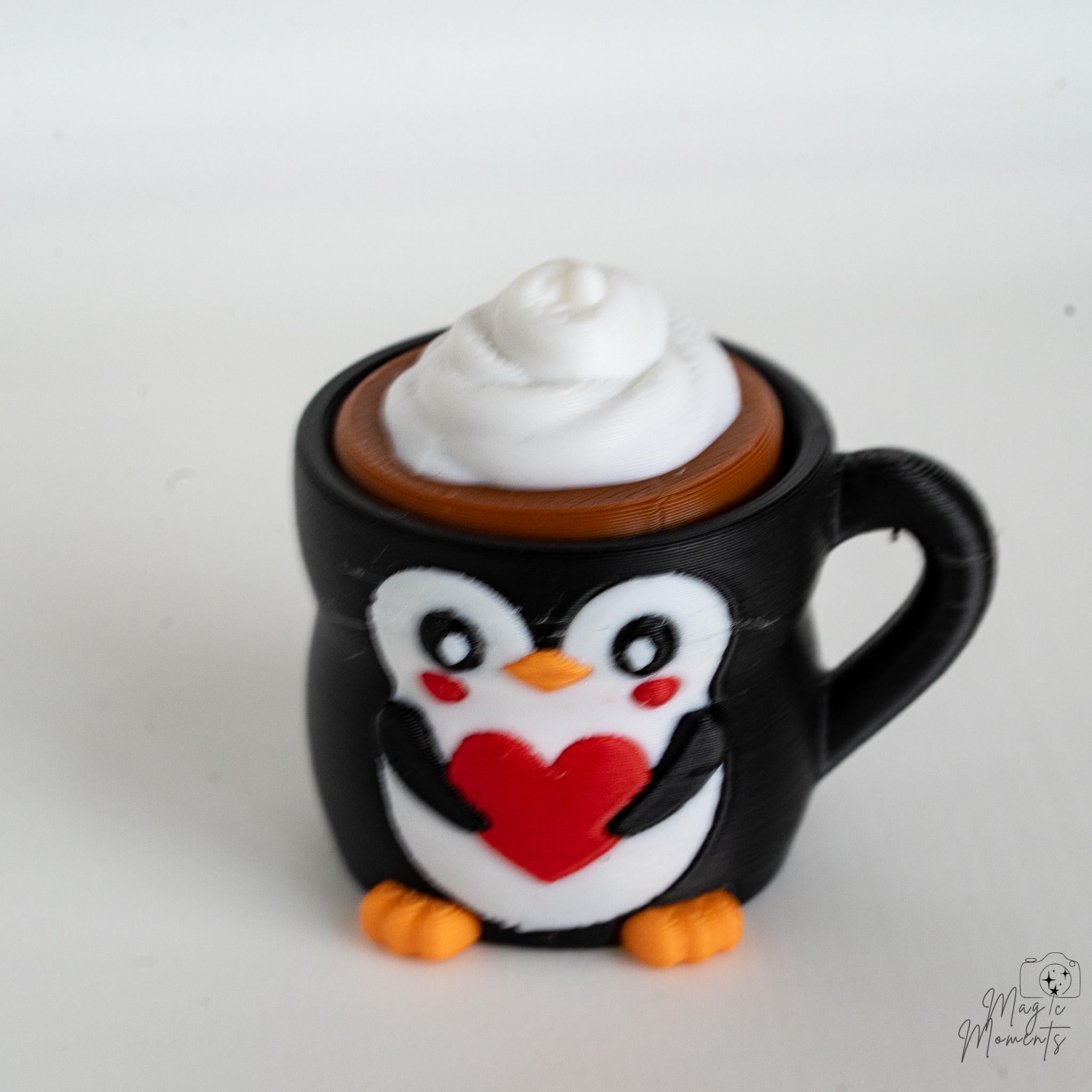 Penguin Mug Clicker - 3D Printed Penguin Fidget Desk Gadget