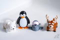 Cute winter animal figure set with penguin polar bear seal and reindeer